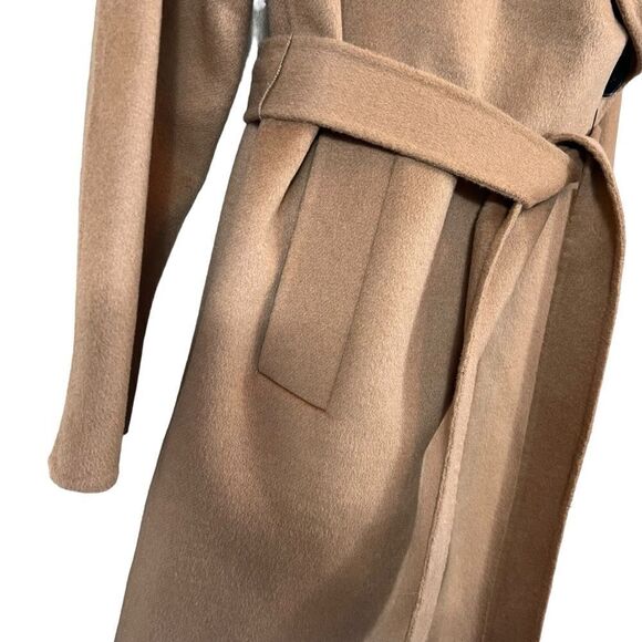 Zara Handmade Camel Beige Waterfall Wool Blend Draped Coat - Picture 5 of 14